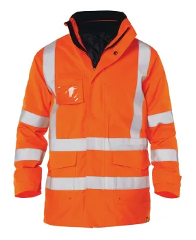 Workhorse MJA053 Men's High Visibility 6-In-1 Jacket X Back with Reversible Inner Vest - NSW Rail Comp - Oxford Polyester - 