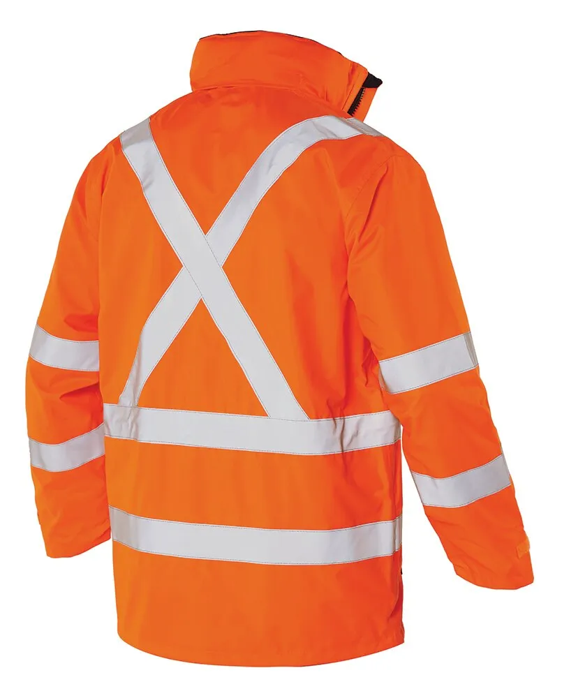 Workhorse MJA053 Men's High Visibility 6-In-1 Jacket X Back with Reversible Inner Vest - NSW Rail Comp - Oxford Polyester - 