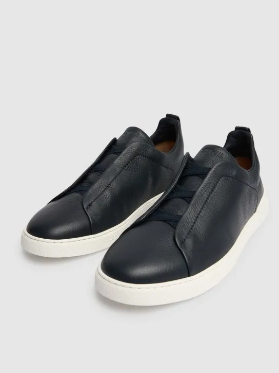 Zegna   Triple Stitch leather low-top sneakers 