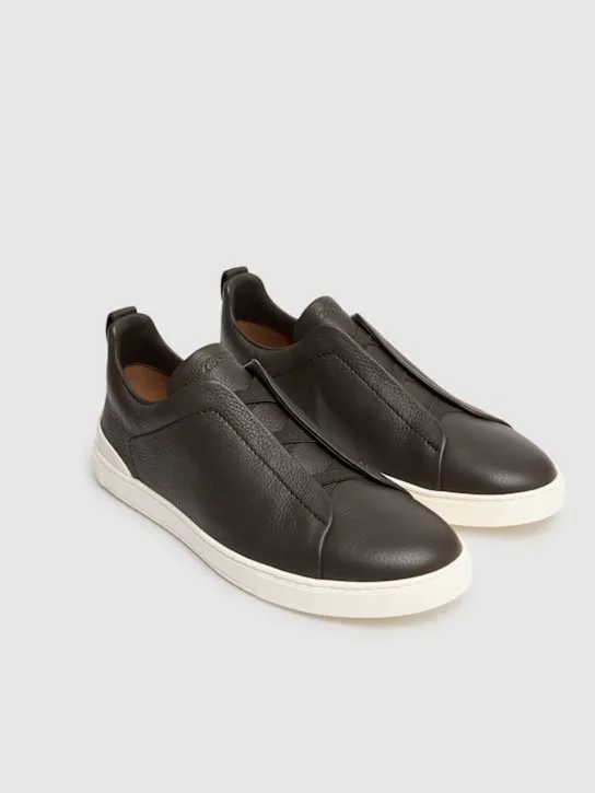 Zegna   Triple Stitch leather low-top sneakers 