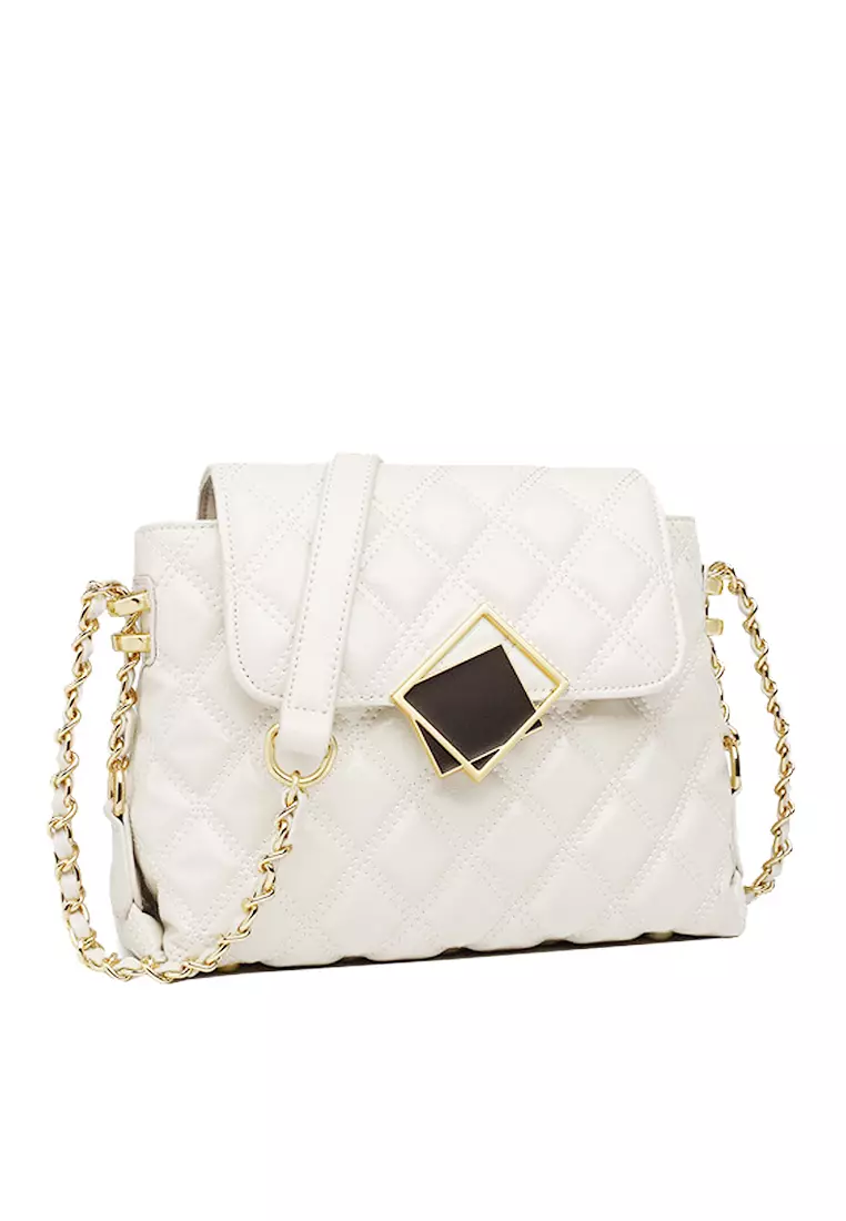 ZITIQUE Leather diamond chain oblique back bag